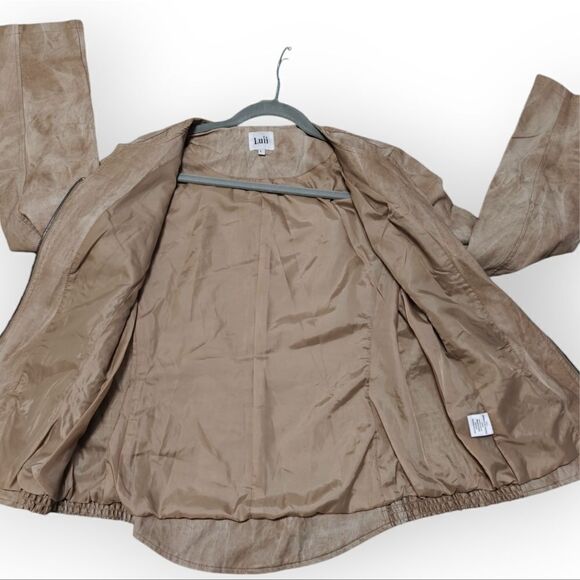 Luii Beige Faux Leather Jacket Size Large - Picture 8 of 10